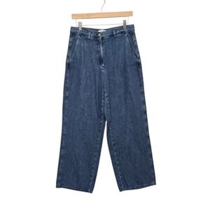 COS Jeans Womens‎ 8 Blue Denim Wide Leg Relaxed Pleated High Rise Trousers Pants